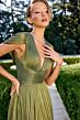 LaDivine CD413 Cowl Back Ruched Dress