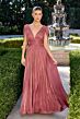 LaDivine CD413 Cowl Back Ruched Dress