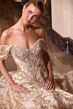 LaDivine CD682 Floral Jacquard Off The Shoulder Dress