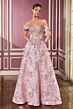 LaDivine CD682 Floral Jacquard Off The Shoulder Dress