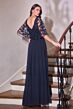 LaDivine CL10 Cape Sleeve V-Neckline Dress