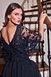 LaDivine CL10 Cape Sleeve V-Neckline Dress