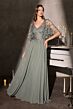 LaDivine CL10 Cape Sleeve V-Neckline Dress