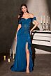 LaDivine CM387 Ruffle Slit Off The Shoulder Dress