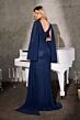 LaDivine CM8248 Side Tail Cape Sleeve Dress