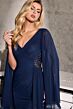 LaDivine CM8248 Side Tail Cape Sleeve Dress