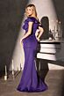 LaDivine CR886 Brush Train Asymmetrical Neckline Dress