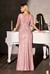 LaDivine CR887 Short Sleeve Embellished Dress