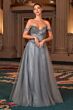 LaDivine CC471 Beaded Corset Bodice Off-The-Shoulder Dress