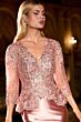 LaDivine CD720 Peplum Lace Top Satin Skirt Dress