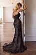 LaDivine CB170 Strapless Beaded Black Side Slit Dress