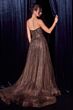 LaDivine CB172 Tulle Overskirt Plunging Neck Dress