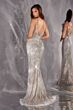 LaDivine CC498 Fitted Spaghetti Strap Side Slit Beaded Dress