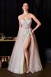 LaDivine CD2418 Sweetheart Neck High Slit A-Line Dress