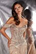 LaDivine CD654 Beaded Off The Shoulder Gold Dress