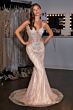 LaDivine CD658 Sleeveless Detachable Overskirt Champagne Gold Dress