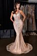 LaDivine CD658 Sleeveless Detachable Overskirt Champagne Gold Dress