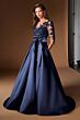 LaDivine CDS569 Bateau Neck Mikado Illusion Sleeve Dress