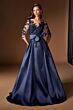 LaDivine CDS569 Bateau Neck Mikado Illusion Sleeve Dress