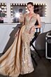 LaDivine CDS570 Off The Shoulder Slim-Flare Overskirt Dress