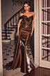 LaDivine J916 Side Tail Slim-Flare Asymmetric Neck Dress