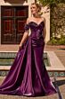 LaDivine J916 Side Tail Slim-Flare Asymmetric Neck Dress