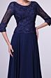 LaDivine 14327 Three-Quarter Sleeve Lace Bodice Dress