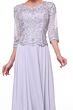 LaDivine 14327 Three-Quarter Sleeve Lace Bodice Dress