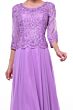 LaDivine 14327 Three-Quarter Sleeve Lace Bodice Dress