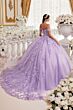 LaDivine 15717 Off-The-Shoulder Illusion Train Dress