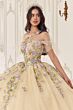 LaDivine 15724 Floral Appliques Sheer Corset Quinceanera Dress