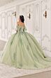 LaDivine 15725 Flutter Sleeves Sheer Corset Quinceanera Dress