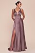 LaDivine 7469 V-Neck Slit Skirt Dress