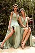 LaDivine 7469 V-Neck Slit Skirt Dress