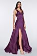 LaDivine 7469 V-Neck Slit Skirt Dress
