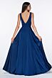 LaDivine 7469 V-Neck Slit Skirt Dress