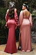 LaDivine 7482C Balloon Sleeves Side Slit Dress