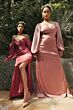 LaDivine 7482C Balloon Sleeves Side Slit Dress