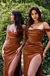 LaDivine 7483 High Slit Lace-Up Dress