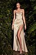 LaDivine 7483 High Slit Lace-Up Dress