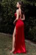 LaDivine 7483 High Slit Lace-Up Dress