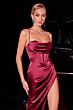LaDivine 7483 High Slit Lace-Up Dress