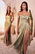 LaDivine 7493 High Slit Off The Shoulder Dress