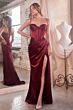 LaDivine Dress 7498 Corset Bodice Draped Skirt Prom Gown