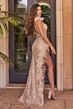LaDivine 9312 Feather Strap High Slit Dress