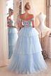 LaDivine 9315 Off-The-Shoulder Tiered Skirt Dress
