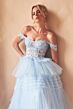 LaDivine 9315 Off-The-Shoulder Tiered Skirt Dress