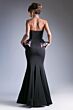 LaDivine A5010 Strapless Embroidered Peplum Dress