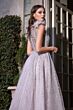 LaDivine B704 Feather Shoulders Sheer Bodice Dress