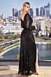 LaDivine B8422 Sequin Faux-Wrap Dress
